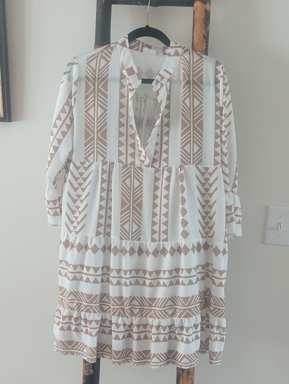 EUC Beige Print Dress Size S